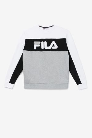 FILA Lesner Fleece Crew Tracksuits White / Black,Mens Clothing | CA.TNBSLR729